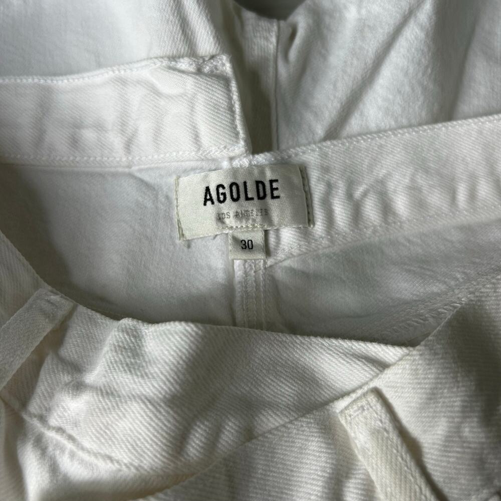 NWOT AGOLDE White Criss Cross Denim Shorts Long Summer Bermuda Size 32 - Picture 5 of 6